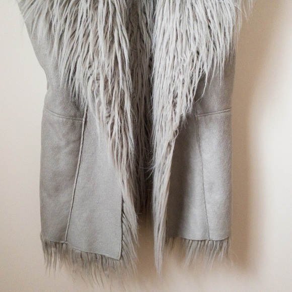 Malvin Hamburg Vest Faux Fur Long Hair Trim Grey Womens Size M - Picture 2 of 9